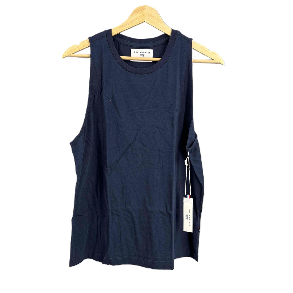 Sol Angeles Muscle Tee Navy Blue Sleeveless Casual Tank Top Womens XL New